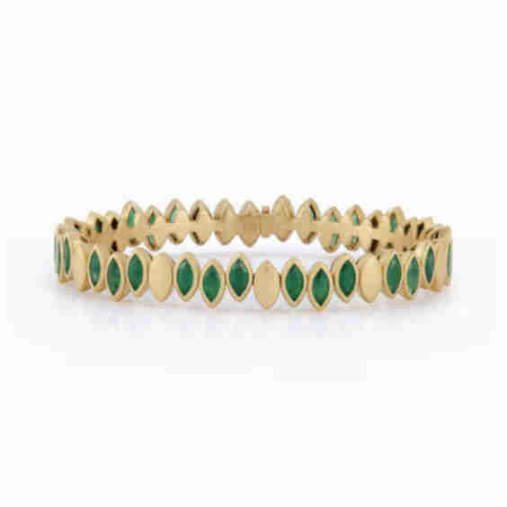 Flexible Navette Bangle with Gemstones