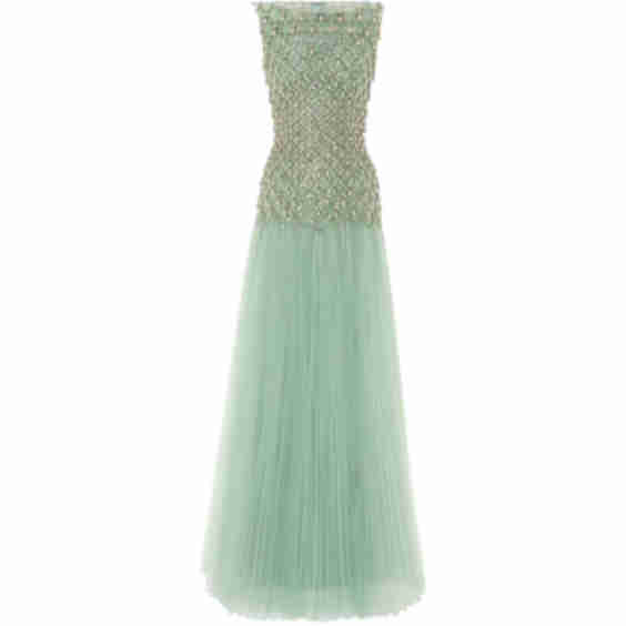 Fully Beaded Pleated Maxi Gown