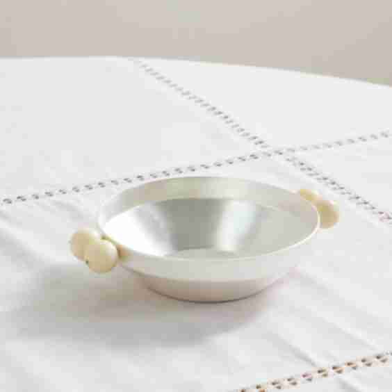 Silver-Plated Stone Bowl