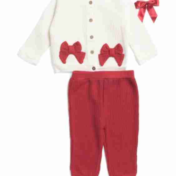 3pc Bow Cardigan Set