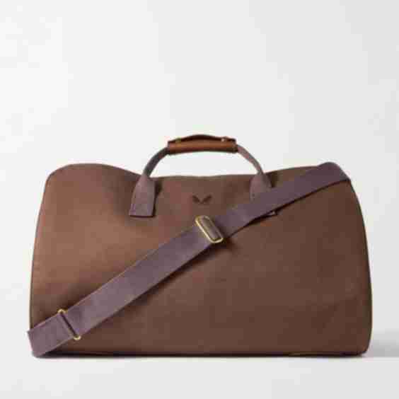 Logo Embroidered Leather Trimmed Cotton Twill Suit Carrier And Holdall