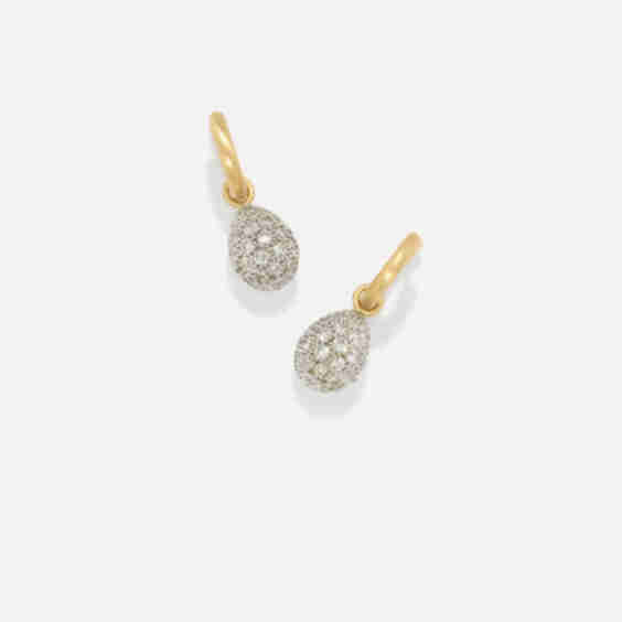 Small Puffed Gold Full Pavé Drop Jeweled Huggies
