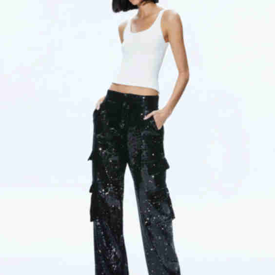 Hayes Sequined Wide Leg Cargo Pants
