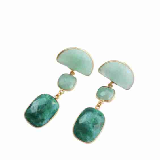 Amazonite + Emerald Earrings