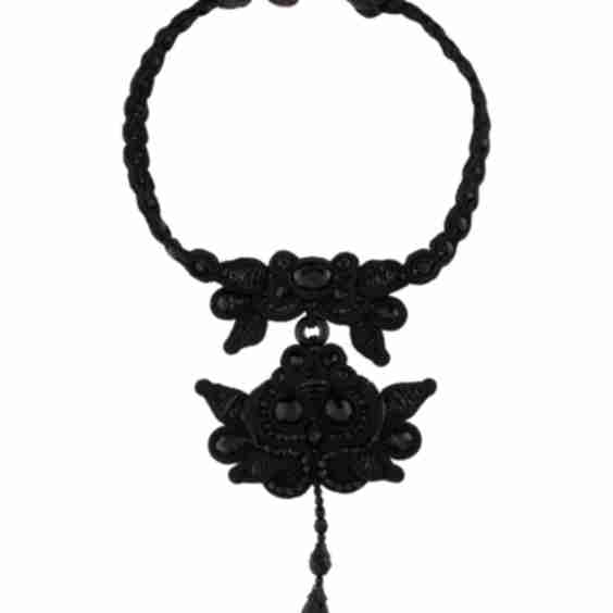 Resin Fabric & Leather Choker Necklace