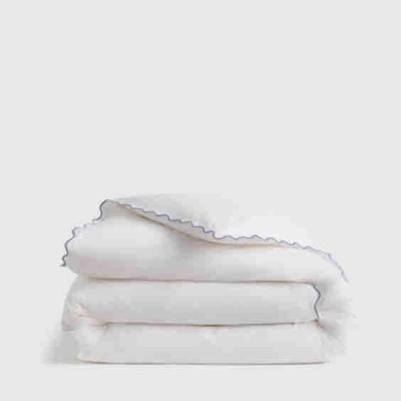Classic Organic Percale Scallop Duvet Cover