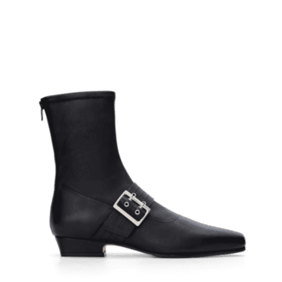 Rook Stretch Leather Hardware Flat Boots