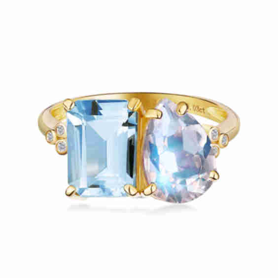Fortune Aquamarine Moonstone Diamond Ring
