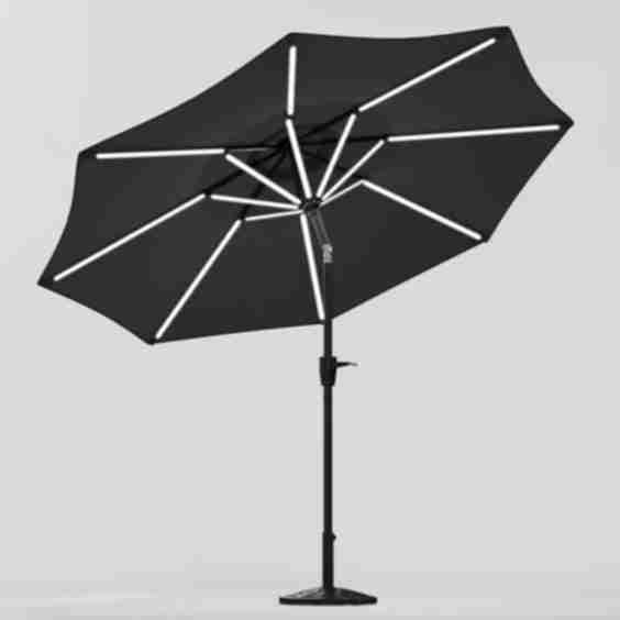 3m Large Solar Powered LED Patio Umbrella for Outdoor Garden Patio without Base