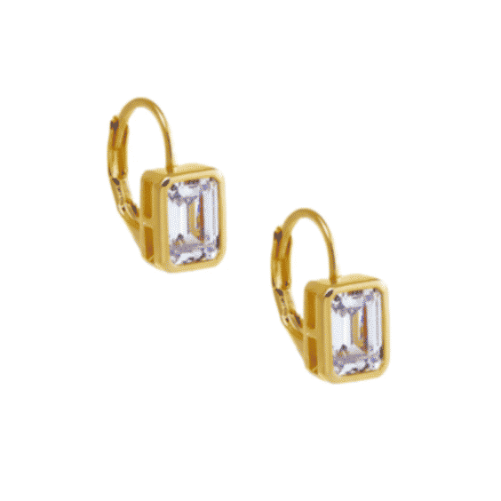 Diana Bezel Baguette Huggies Earrings