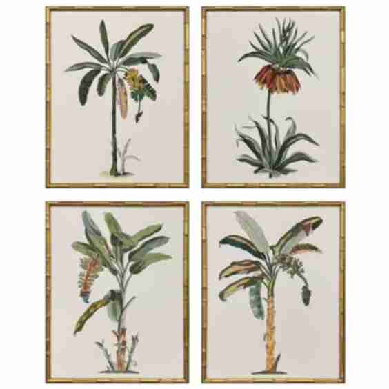 Florals Contemporary Palm-I Wall Art Set of 4