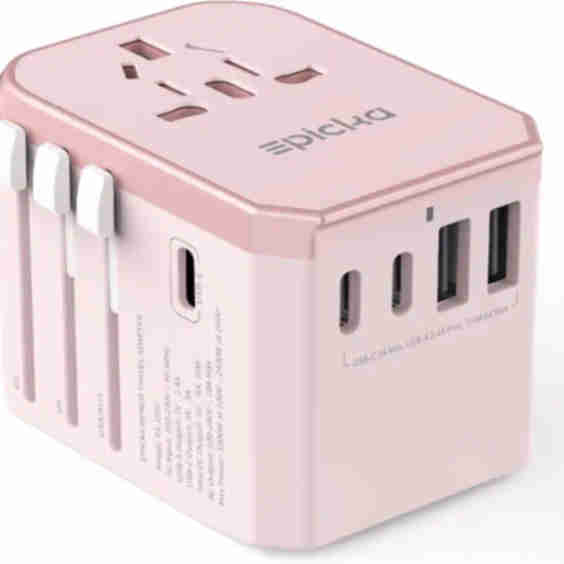 Universal Travel Adapter with USB Ports, International Power Adapter for US EU UK AU, Multi-Port Fast Charging
