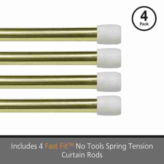 Fast Fit No Tools 4 Pack 7/16 in Tension Curtain Rod
