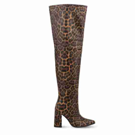 Roma Leopard Print Over Knee Boots