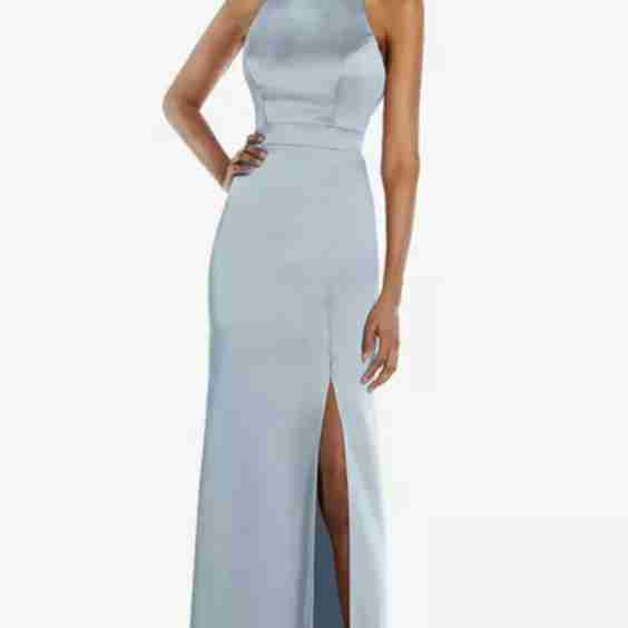 High Neck Backless Maxi Dress With Slim Belt