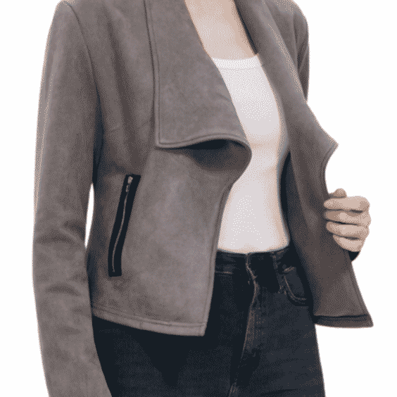 Faux Suede Open Front Jacket