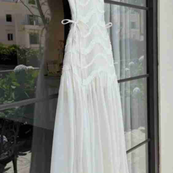 Simple A Line Round Neck Light Apricot Lace Chiffon Prom Dresses Outfits