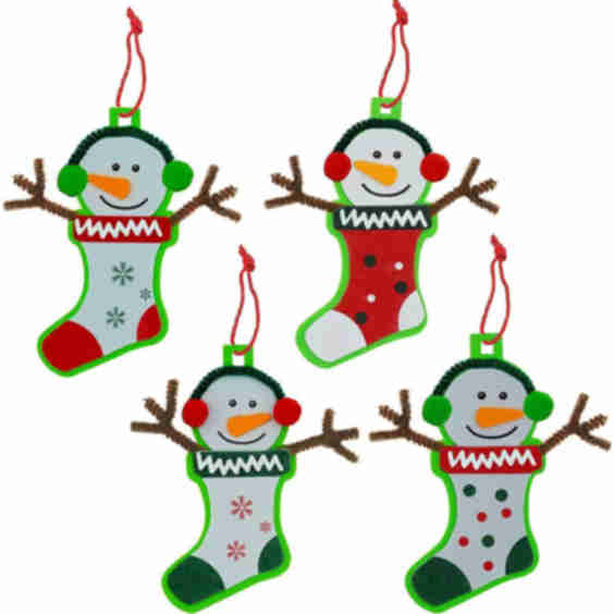 Foam Christmas Snowman Stocking Ornament Craft (12 Pack) 