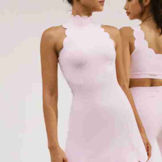 Scallop Back Mock Neck Dress
