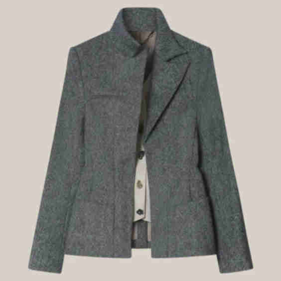 Smoke Wool and Silk Waistcoat Blazer