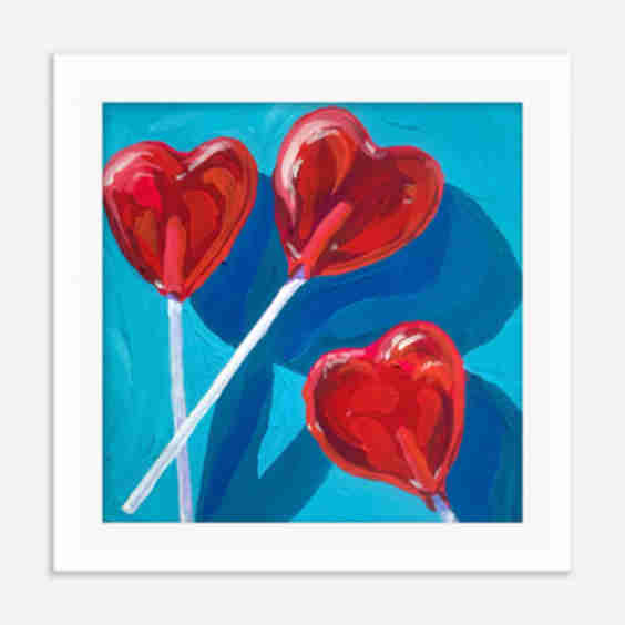 Hearts Lollipops Art Print