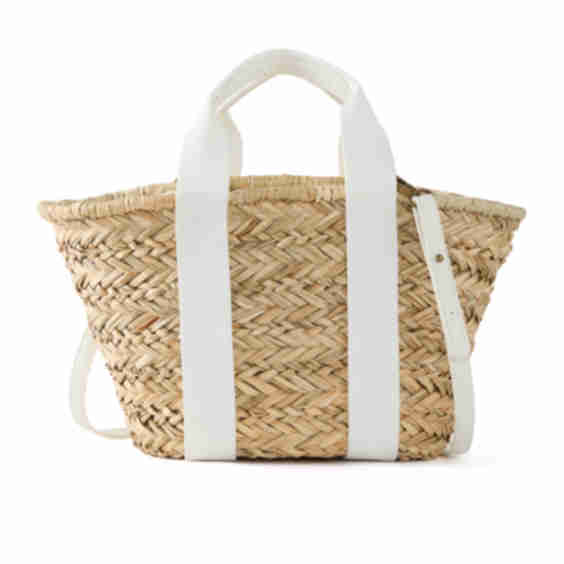 Straw Bucket Crossbody With Color Handle