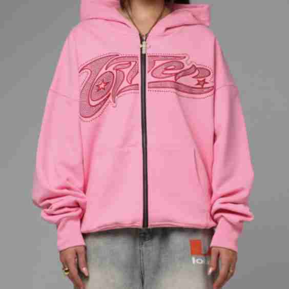 Silicone Rhinestone Zip Hoodie