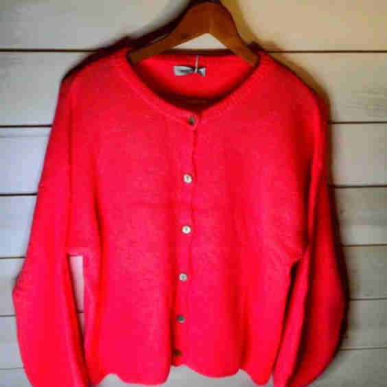 Neon Coral Cardigan