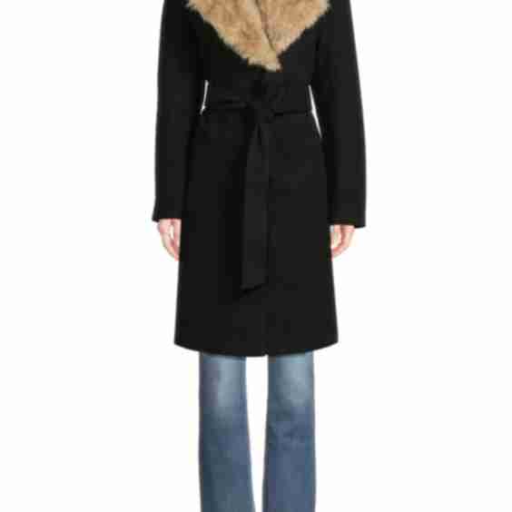 ​Faux Wool Faux-Fur Collar Down Coat