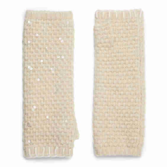 Sequined Cashmere Fingerless Gloves
