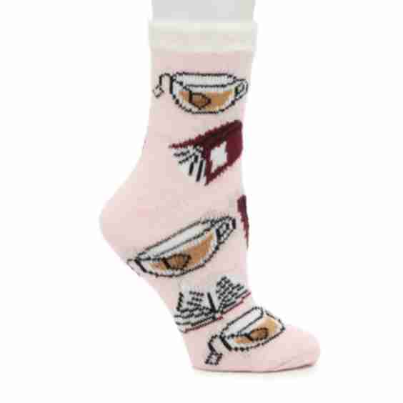Cozy Lodge Tea Book Womens Crew Socks