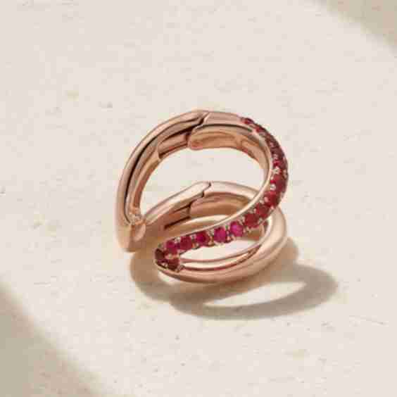 Intertwin 18-Karat Rose Gold Ruby Ear Cuff