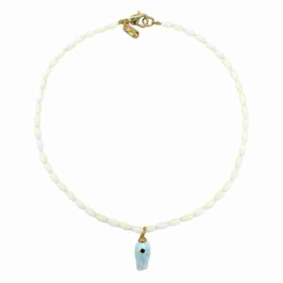 Mother of Pearl Beaded Fish Necklace