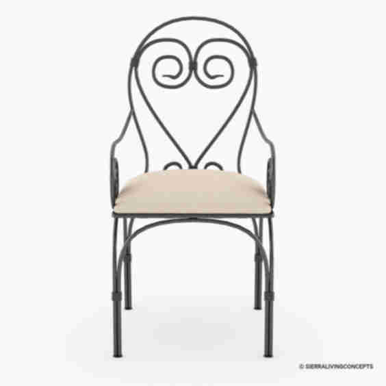 Pearland Handcrafted Wrought Iron Dining Arm Chair