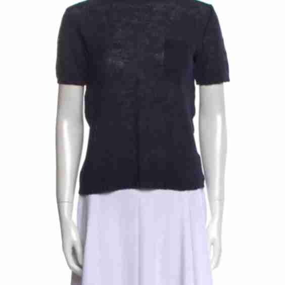 Silk Bateau Neckline Short Sleeve Sweater