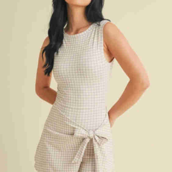 Gingham Wrap Tie Dress