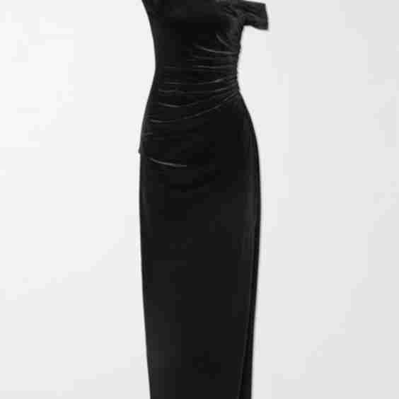 Ettore Off-The-Shoulder Draped Stretch-Velvet Maxi Dress