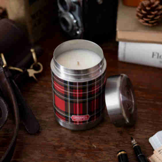 Plaid Vintage Canteen Candle Around The Fire