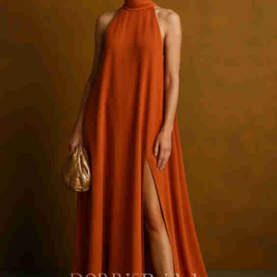 High-Neck Sleeveless Midi Gown