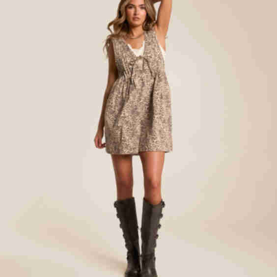 Front Tie Denim Romper
