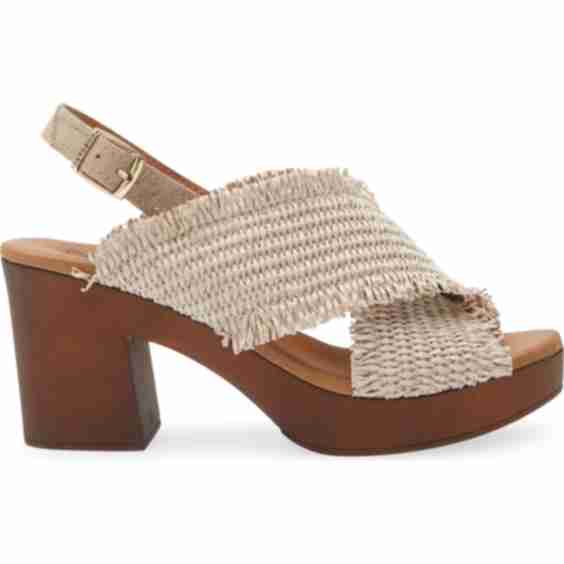Wendy - 2 Raffia Criss-Cross Slingback Heels