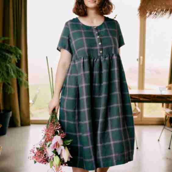 Maxi Mama-2 Short Sleeve Linen Dress