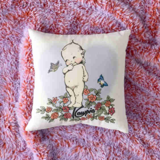 UO Exclusive Cherub Embroidered Throw Pillow
