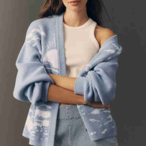Cotton Knit Landscape Cardigan
