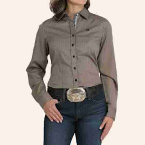Stripe Floral Collar & Cuff Western Shirt
