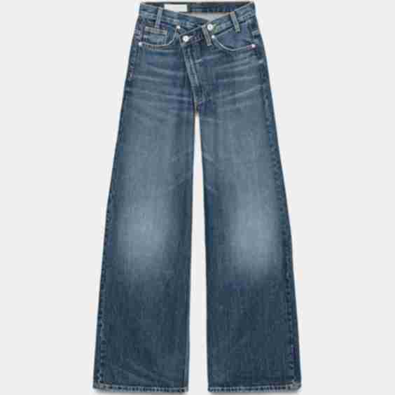 Trf Wide-Leg Crossed Waist High-Waist Jeans