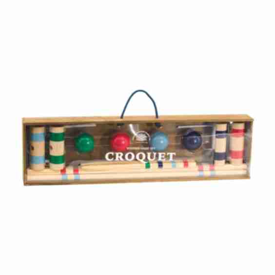 Wood Outdoor Classic Croquet Game Set with Storage Box