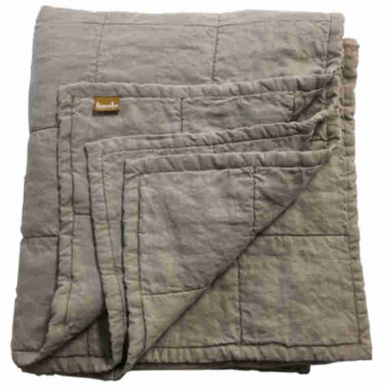 Beeswax Quilted Linen Coverlet
