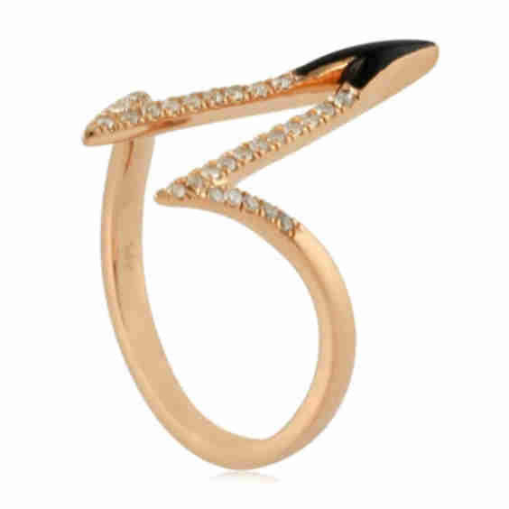 Designer Natural Diamond & Enamel Spike Ring