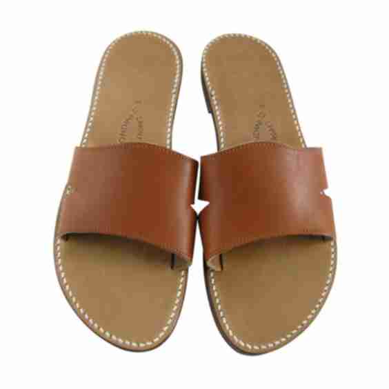 Bande Coupée Double Tanned Leather Sandals